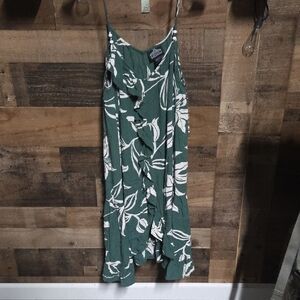 Angie Asymmetrical Green and White Dress